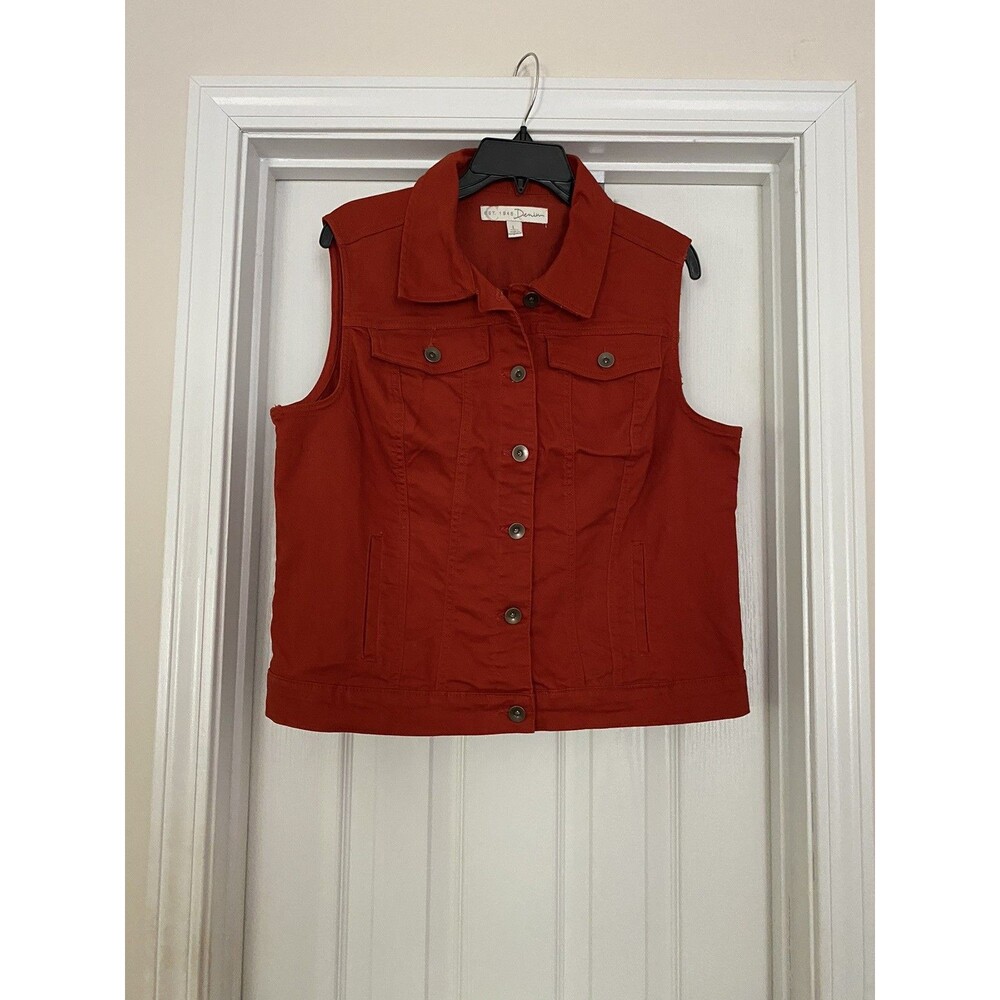 C Est 1946 Denim size L Orange button‎ up vest